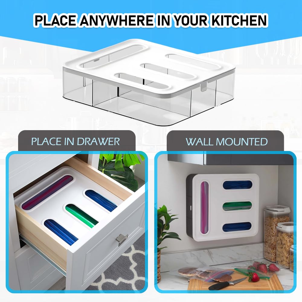 FALAH Food Storage Bag Organizer, 4 in 1 Plastic Bag Organizers for Kitchen Storage, Baggie Organizer for Drawer with Removable Labels, Gallon…