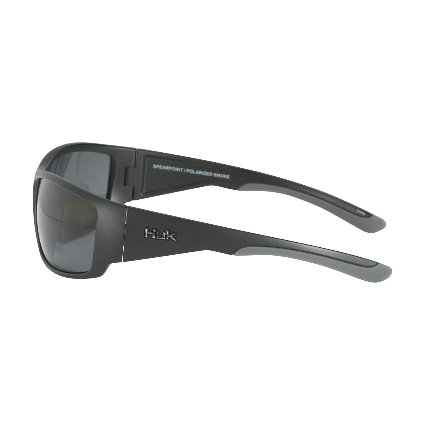 HUK Sunglasses, Polarized Lens Eyewear with Performance Frames, Fishing, Sports & Outdoors Sunglasses, (Spearpoint) Gray / Matte Black, Medium/Large
