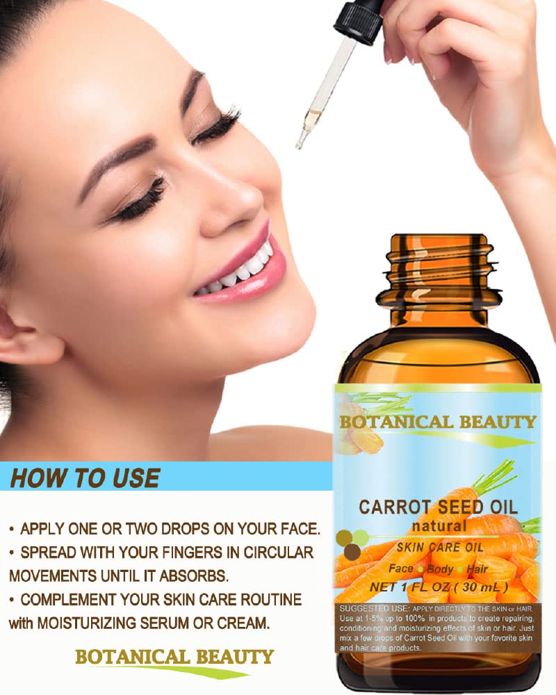 CARROT SEED OIL 100 % Natural Cold Pressed Carrier Oil. 0.5 Fl.oz.- 15 ml. Skin, Body, Hair and Lip Care. "One of the best oils to rejuvenate
