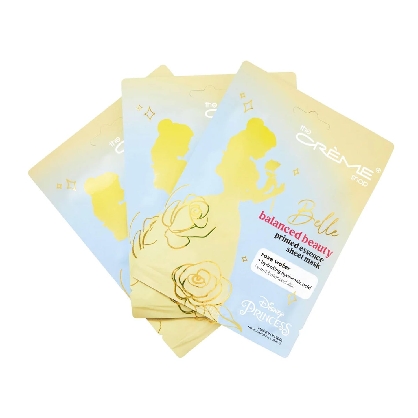 The Crme Shop x Disney Rose Sheet Mask - Moisturizing & Balancing - Infused with Rose Water & Hyaluronic Acid - Beauty and the Beast Belle - Suitable