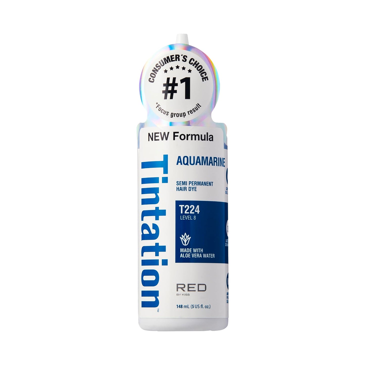 Red by Kiss Tintation Semi-Permanent Hair Color, Aloe Vera Water Based, Argan Oil, Olive Oil, Collagen & Keratin, Long-Lasting Color Dye (Aquamarine