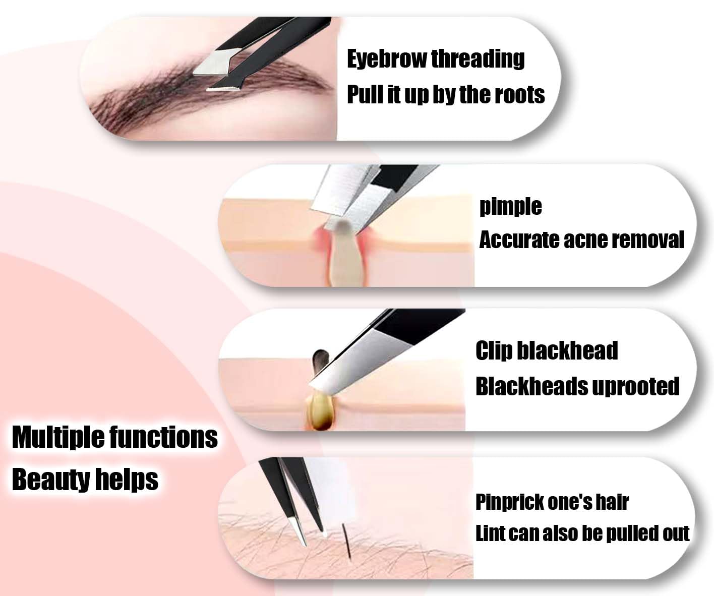 Muzioiernsu Tweezers for Women Facial Hair Eyebrow Kit Tweezer Set Pink Beauty and Personal Care Muzioiernsu