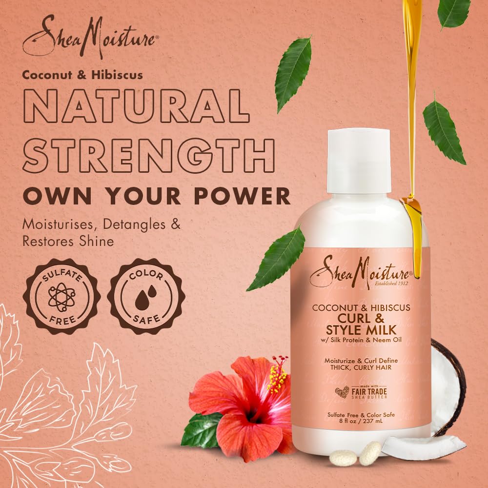 Shea Moisture Coconut & Hibiscus Curl & Style Milk, 8 Ounce