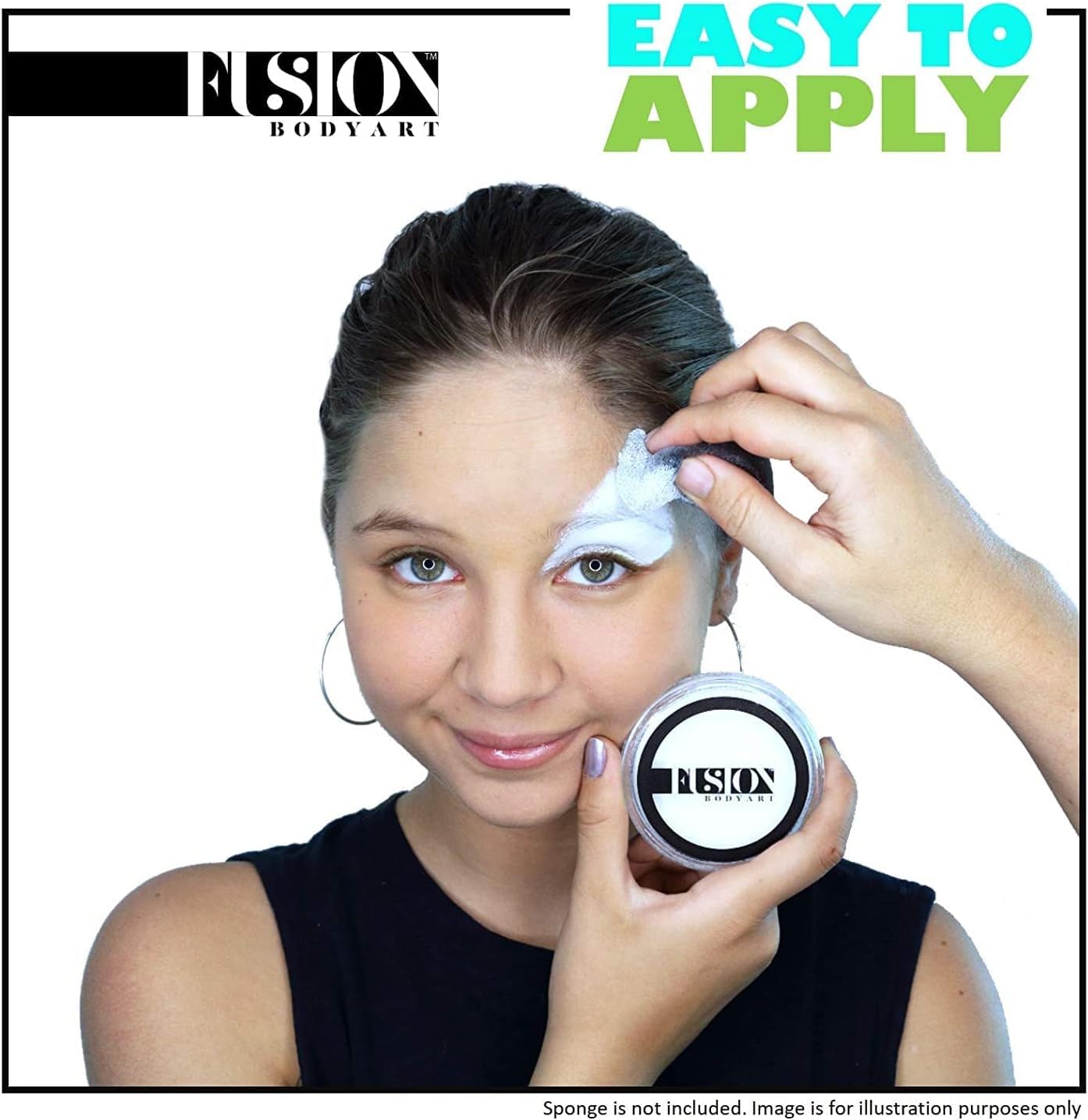 Fusion Body Art Face Paint | PRO Paraffin White (32gm), Professional Quality Water Activated Face and Body Paint Supplies Single Makeup Cake