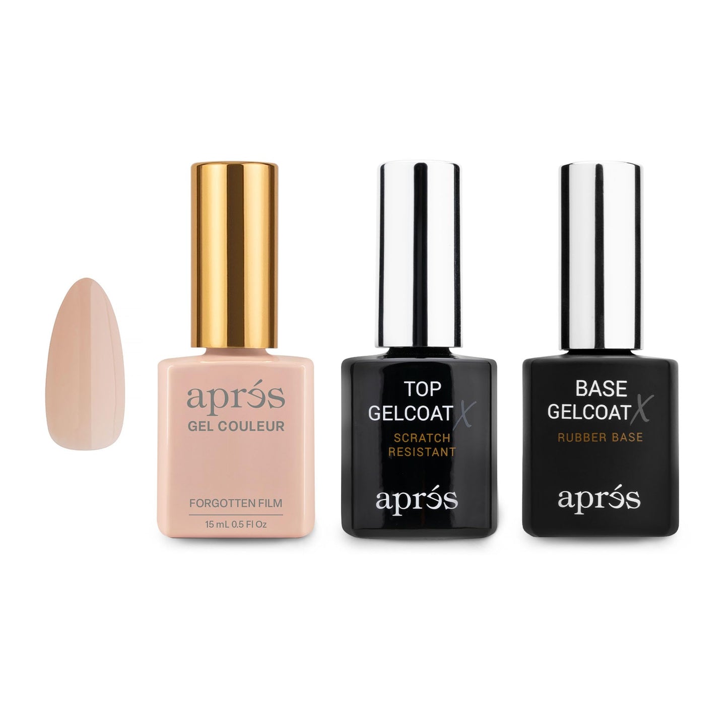 APRÉS Gel Couleur Trio Set - Gel Color, Base Coat, Non-Wipe Top Coat (15ml), Nail Polish Bundle (Forgotten Film) Beauty & Personal Care APRÉS