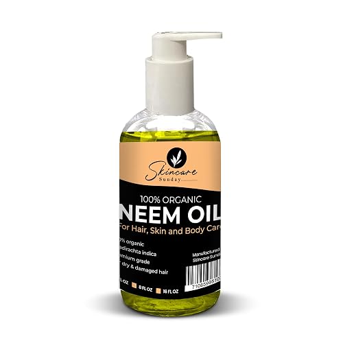 SKINCARE SUNDAY 100% Organic Neem Oil - Pure & Organic, Premium Quality for Hair, Skin, and Body Care (8 FL OZ)