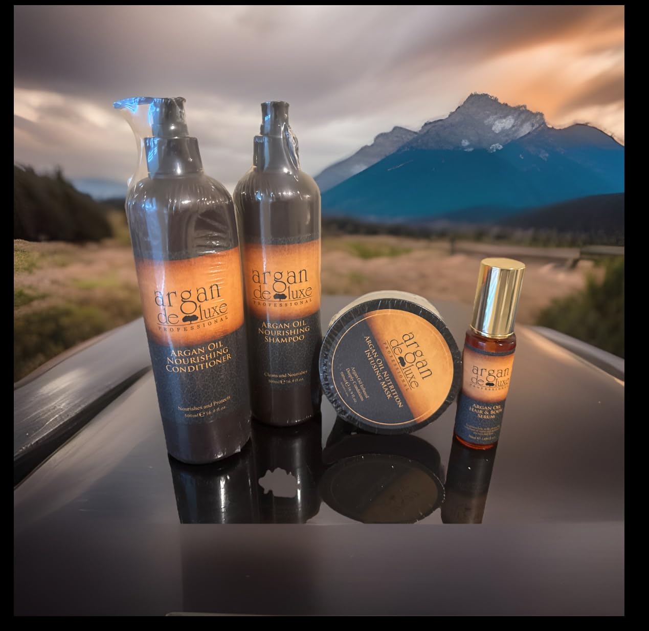 Argan Deluxe Professional Argan Oil Hair Care Set, Nourishing Shampoo and Conditioner 500ml, Nutrition infusion Hair Mask 500ml, Hair and Body Serum