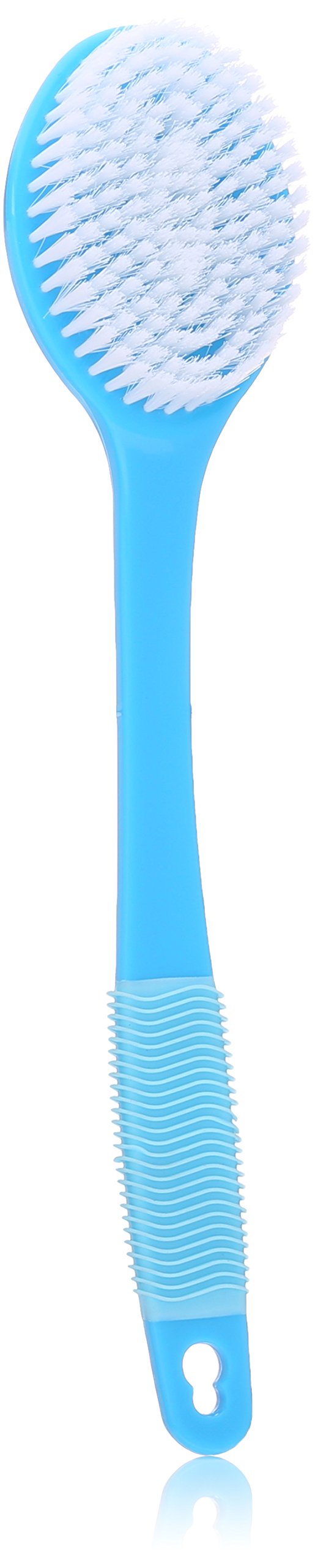 Body Benefits, Natural Bristle Bath and Shower Back Brush with Long Rubber Grip Handle; For Improved Circulation and a Smoother, Healthier Look; Self