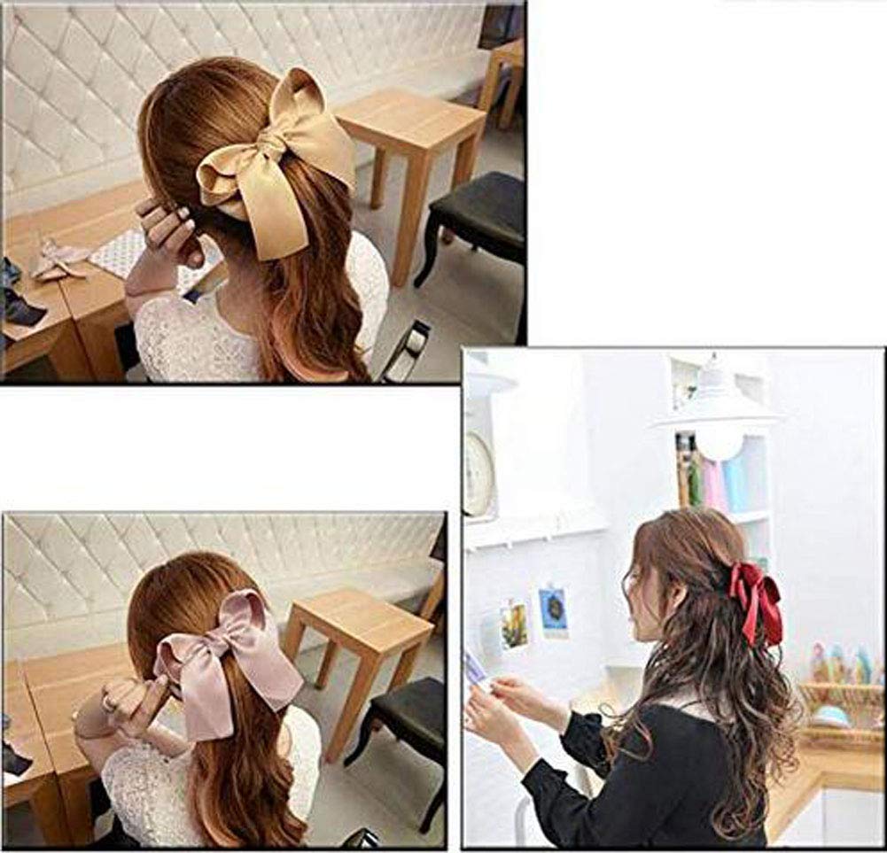 Set of 8 Big Satin Solid Ribbon French Barrette Large Big Huge Soft Silky Hair Bow Clip Bow Hair Clips Women Barrettes