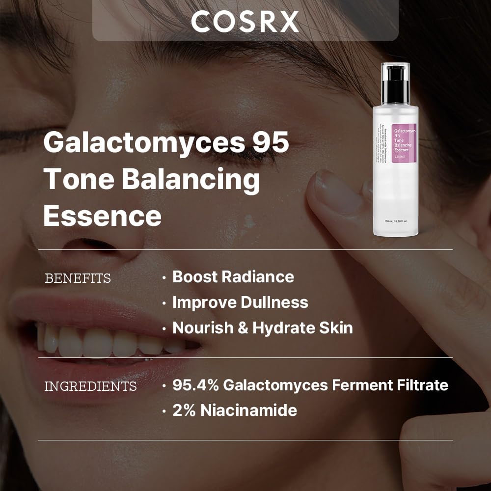 COSRX Galactomyces 95 Tone Balancing Toner, 100ml / 3.38 fl.oz, Moisturizing, Skin Soothing, Contains 95% Galactomyces Ferment Filtrate, For All Skin