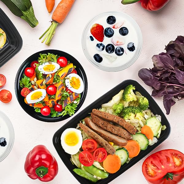 Lifetime Supplies 100 PACK, 24 oz. Meal Prep Containers, Extra Large & Thick Food Storage Containers with Lids - BPA Free Stackable Microwavable…