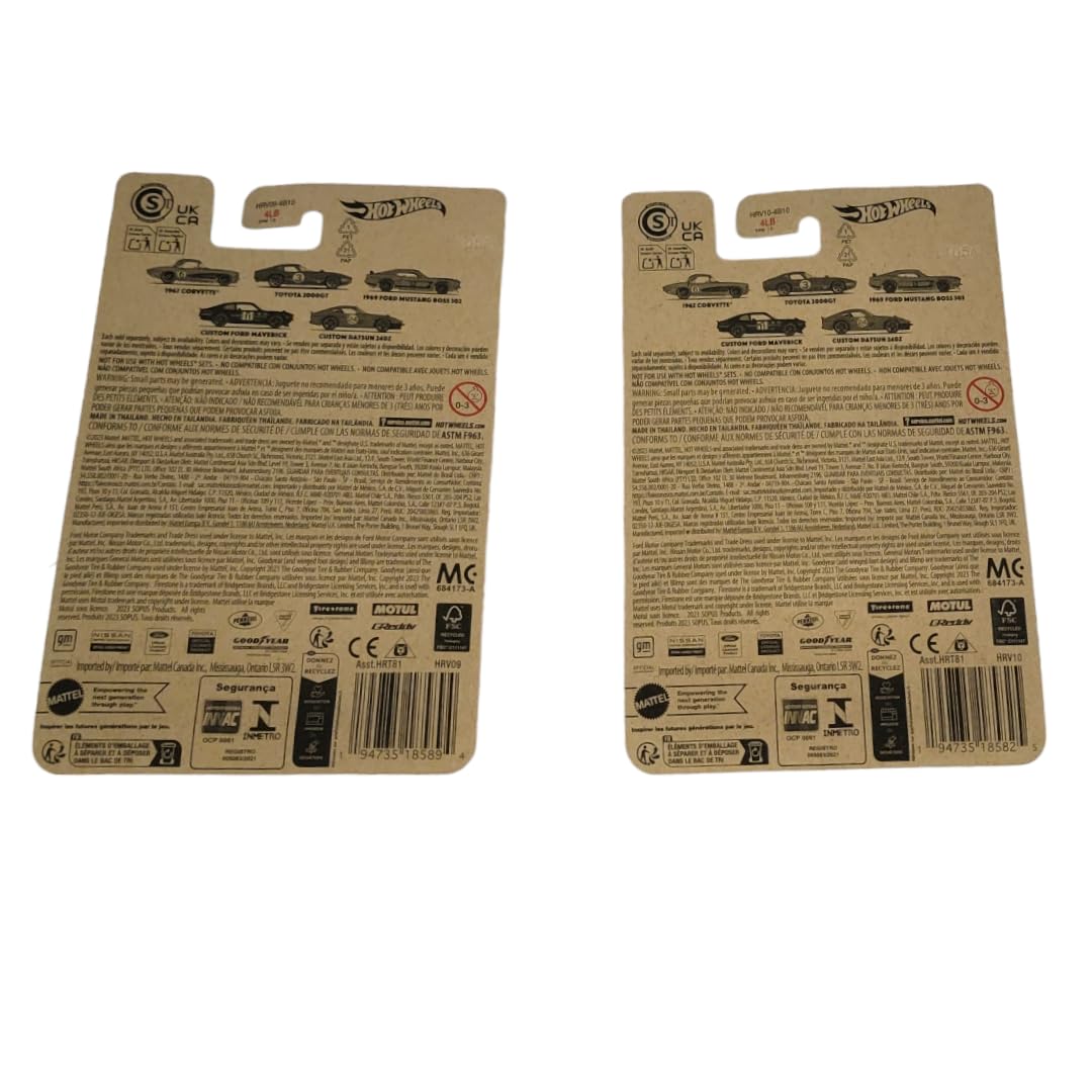 Hot Wheels 2024 Vintage Racing Club - Bundle of 2 (HRT81‑956B) | Custom Ford Maverick & Custom Datsun 240Z | 1:64 Die‑Cast Collector Cars - Ages 3+