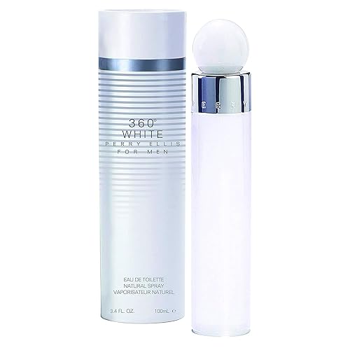 Perry Ellis 360° White Eau De Toilette Spray for Men - Mens Cologne, Long Lasting Perfume, EDT, Fragrance with Notes of Cedar Wood, Cardamom & Vanilla
