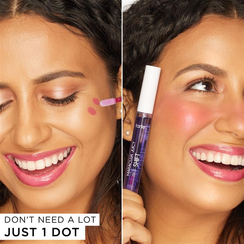 tarte maracuja juicy lip & cheek shift - pH-Powered Lip Gloss Balm with Vitamin E & Hyaluronic Acid for Smooth, Moisturized Lips & Cheek Tint Blush