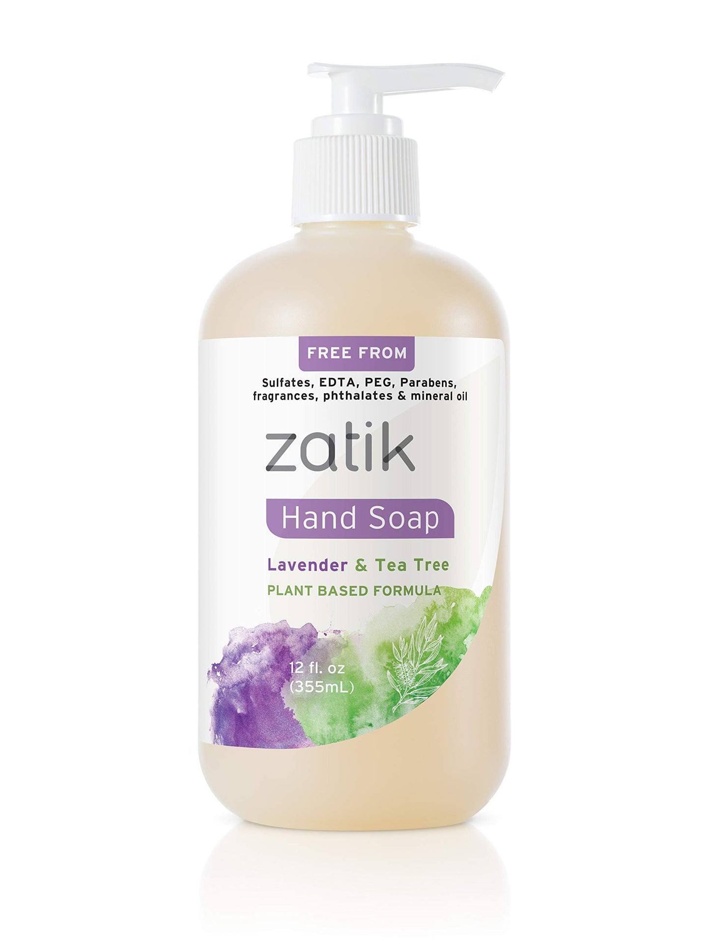 Zatik Naturals - Liquid Hand Soap with Lavender & Tea Tree, Moisturizing Handwash, Grey Water Safe, 12 fl oz (Pack of 6) Beauty & Personal Care Zatik