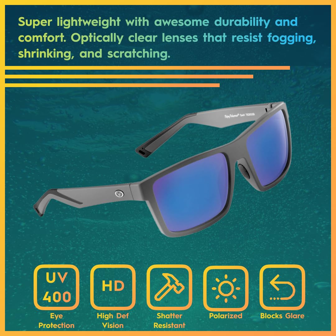 Flying Fisherman Swirl Polarized Sunglasses for Men, Women, Fishing, Boating, Outdoor Sports, 100% UV Protection