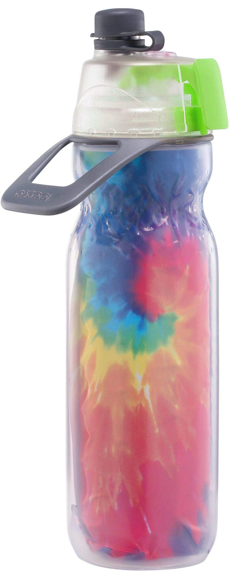 O2COOL Mist 'N Sip Misting Water Bottle 2-in-1 Mist And Sip Function With No Leak Pull Top Spout Reusable Sports Water Bottle - 20 oz (Tie