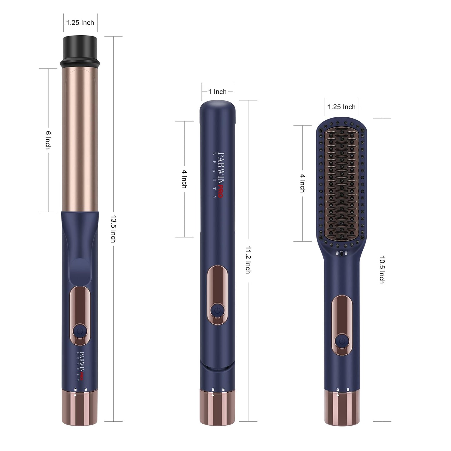 Hair Straightener and Curler, PARWIN PRO BEAUTY 1'' Flat Iron, 1.25'' Curling Iron Hair Straightener Brush with Detachable Power Cord, LED Temp