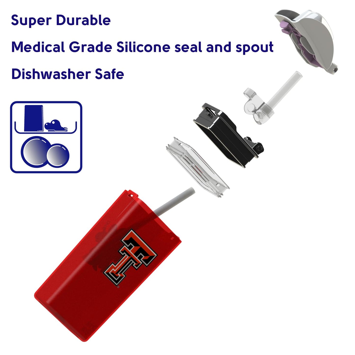 FUNTOPS Reusable Water Bottle | Officially Licensed NCAA Sports Bottle | BPA Free | Dishwasher Safe | Red Raider | 12 oz Drink in the Box - Texas Tech