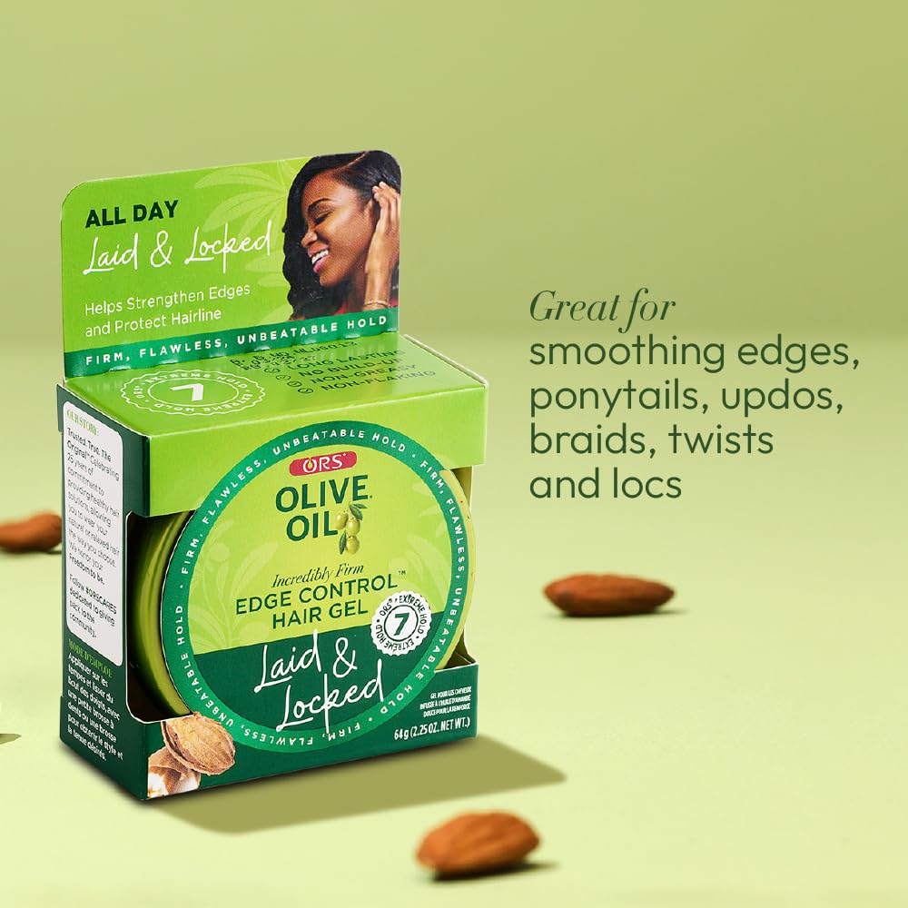 ORS Olive Oil Edge Control Hair Gel with Sweet Almond Oil 2.25 oz (Pack of 2)
