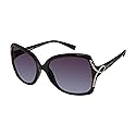 Southpole Women's Rhinestone Butterfly Sunglasses, Black, 56 mm