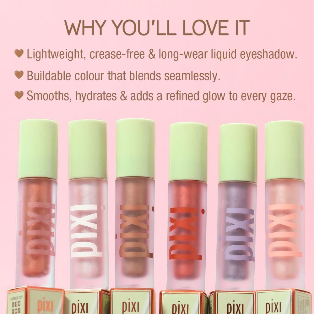 Pixi EyeLift Max Liquid EyeShadow | Long-Wearing, Crease-Free Color | Luminous & Soft-Focus Finish | With Avocado, Rosehip & Mango Seeds Extracts…
