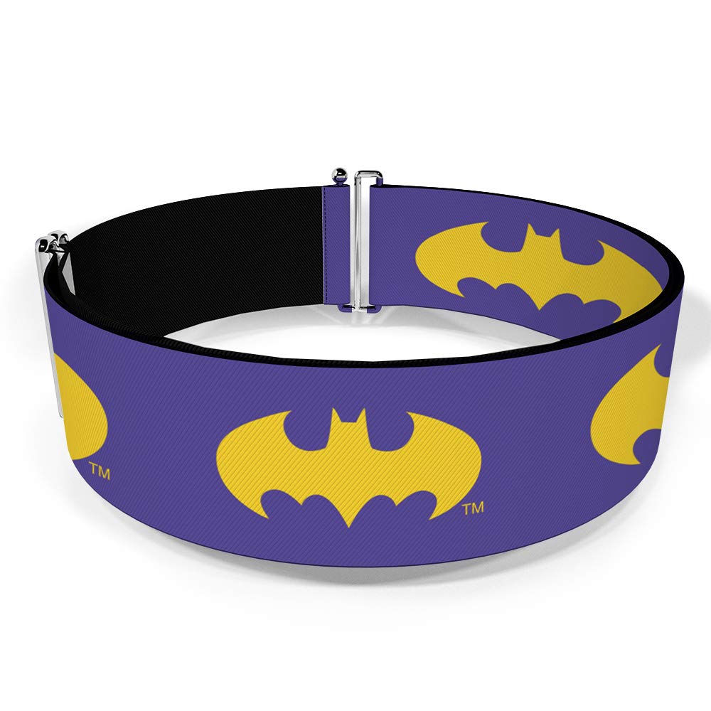 Buckle-Down Women's Cinch Belt Batman Signal Purple Yellow 23 to 42 Inch, Multicolor
