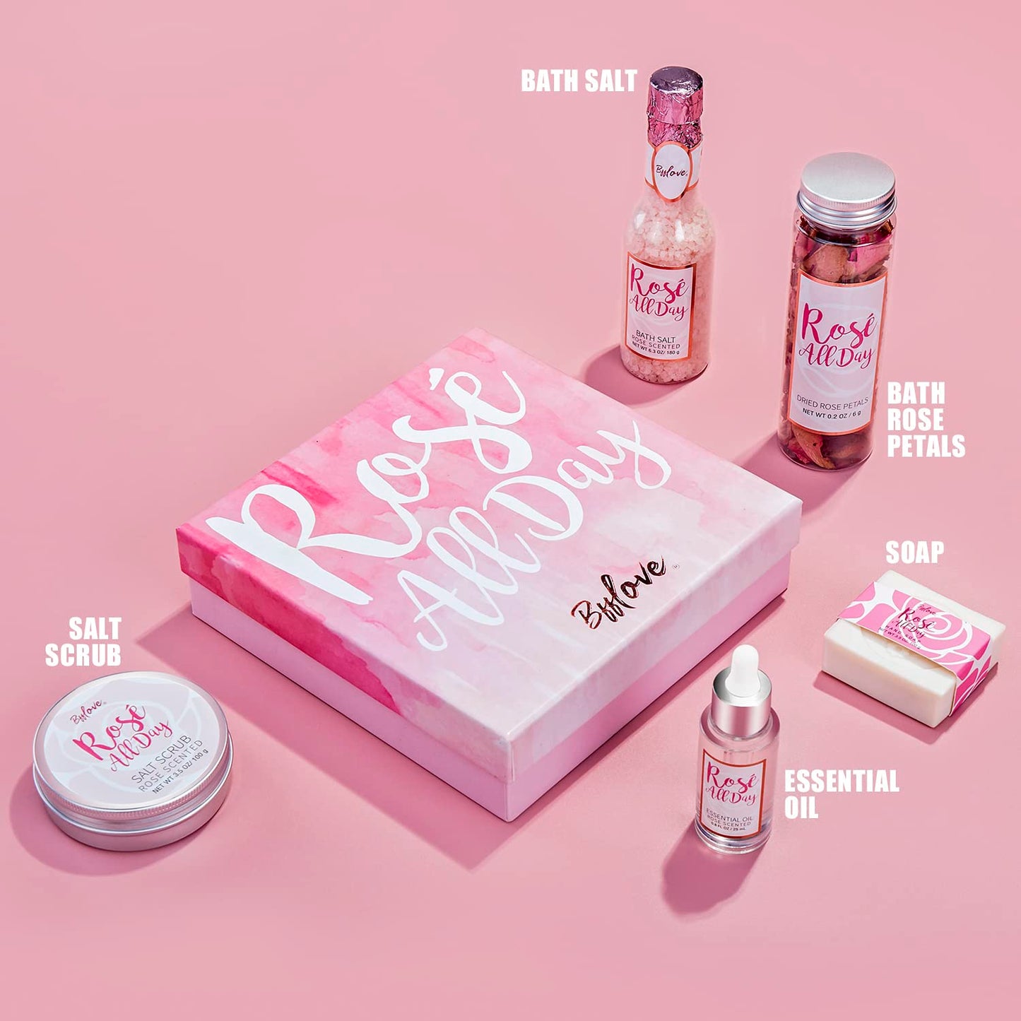 BFF LOVE 6 Pcs Rose Spa Set for Women, Spa Gifts for Women, Gift Set for Her, Spa Kit for Birthday, Mother's Day, Valentine's Day Gifts
