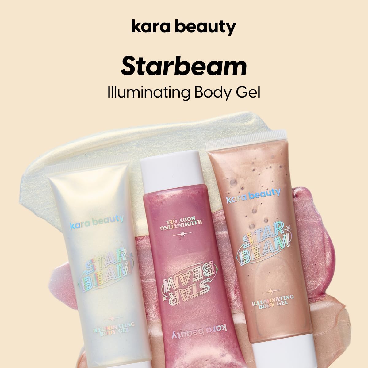 Kara Beauty STARBEAM Illuminating Body Gel with Argan Oil, Lightweight Non Sticky Body Shimmer and Glitter Gel for Radiant Glow, Buildable Makeup