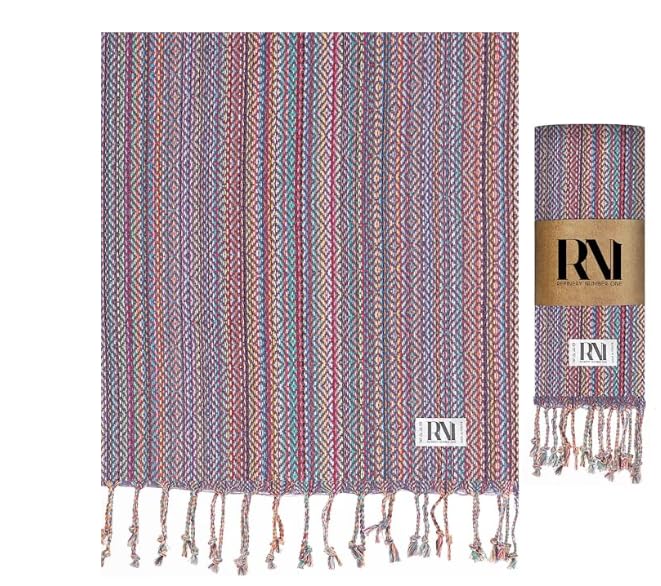 Refinery No. 1 Turkish Beach Towel, Nomad Weave, Oversized Quick Dry Lightweight, Sand Free, Pool and Swim Towel (Purple)