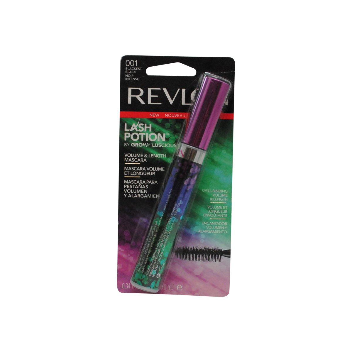 Revlon Lash Potion By Grow Luscious Waterproof Volume and Length Mascara, Blackest Black, 0.34 Ounce