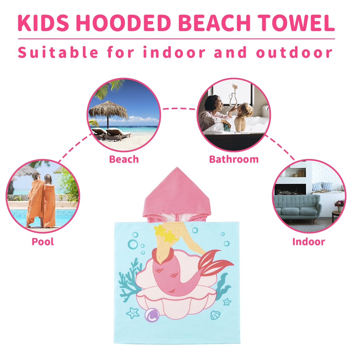 Cute Animal Hooded Beach Towel, Microfiber Bath Towels For Kids Toddler Infant Boy Girl, Animal Towels For Bath Pool Swim Swimwear Summer Beach…