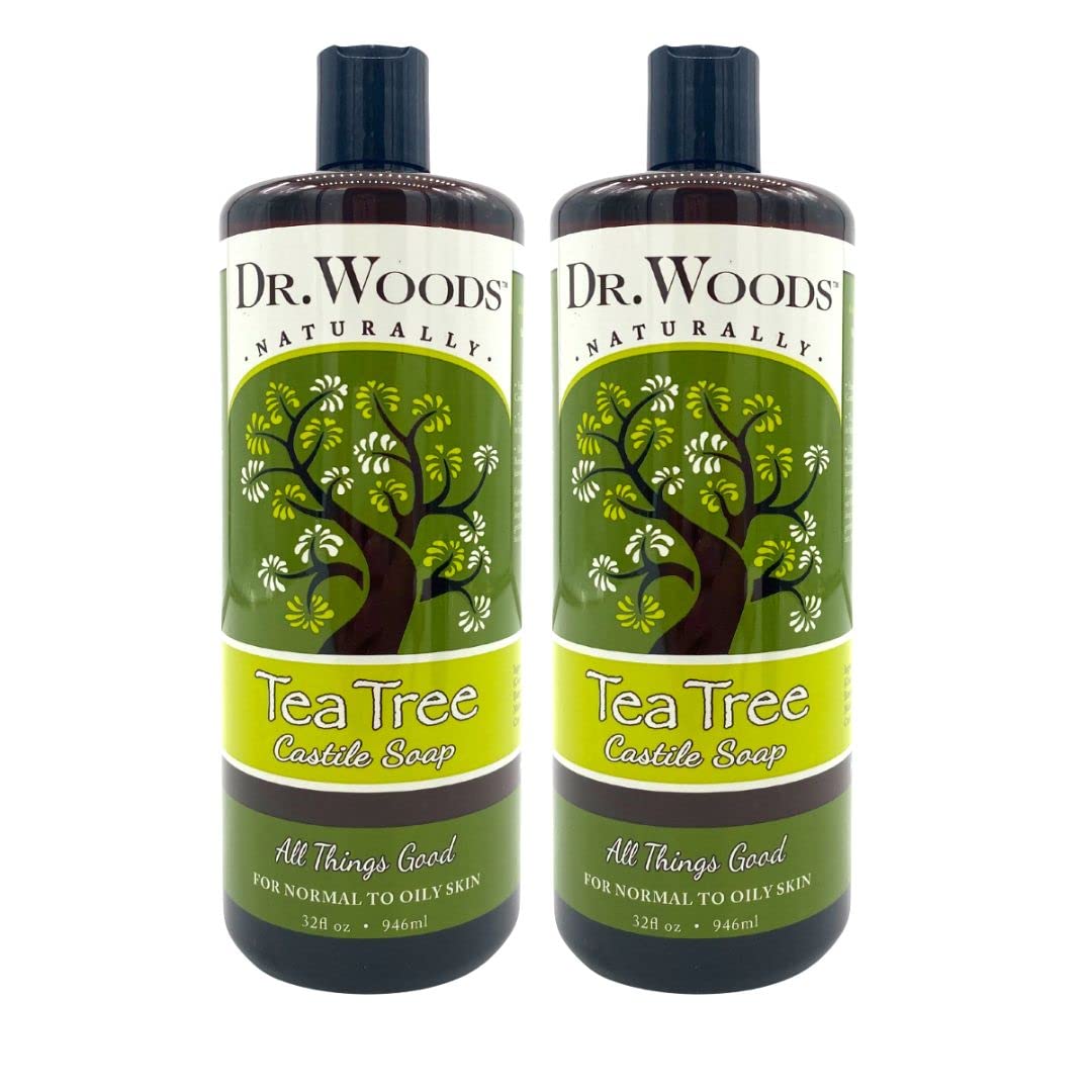 Dr. Woods Pure Tea Tree Liquid Castile Soap - Natural Castile Soap for Body, Hands, and Face with Vitamin E and Hemp Oil, for Men and Women - 32 Fl