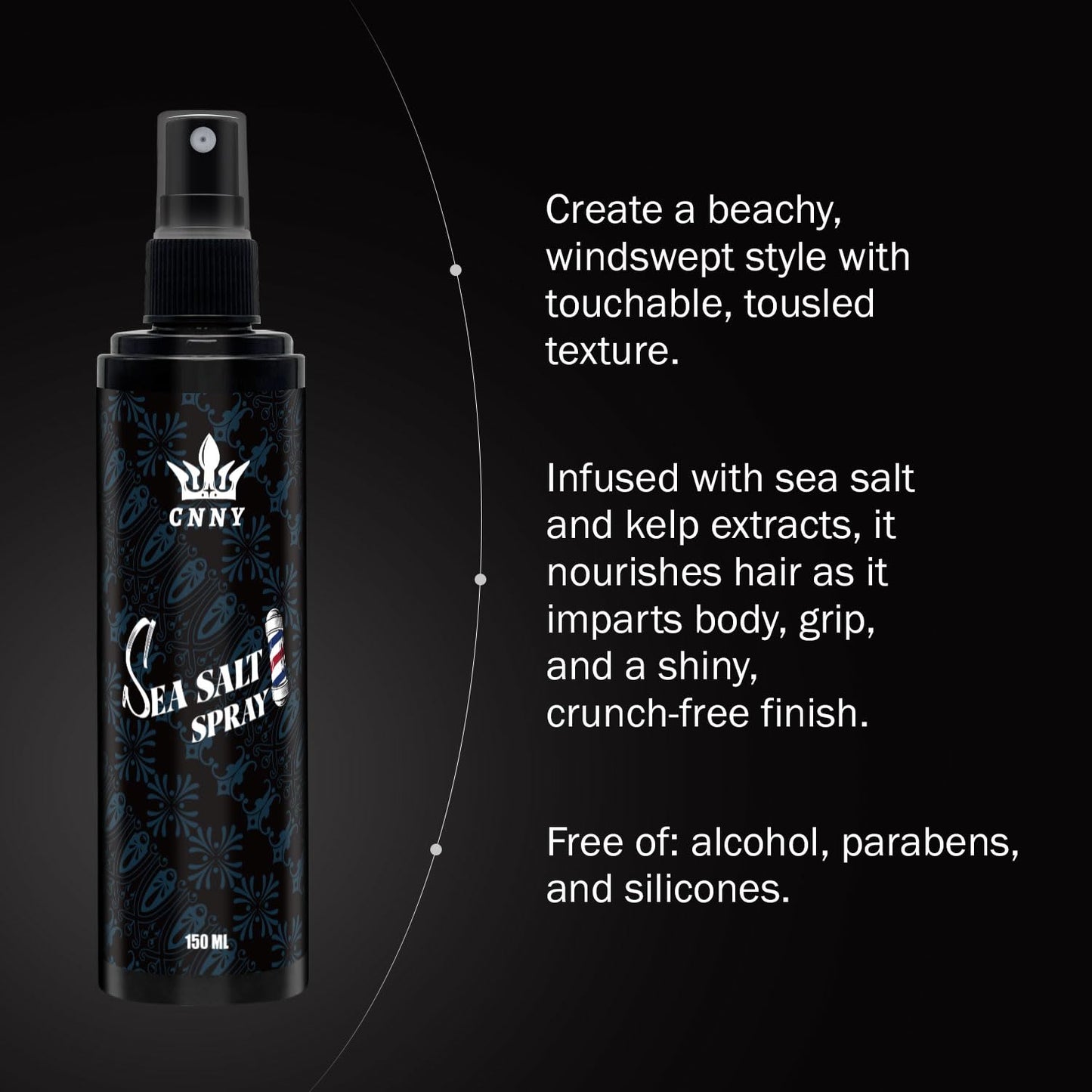 Crownnaturally CNNY Sea Salt Spray for Hair, Adds Volume, Texture & Beach Waves, Light Hold Natural Styling Spray with Sea Salt for All Hair Type