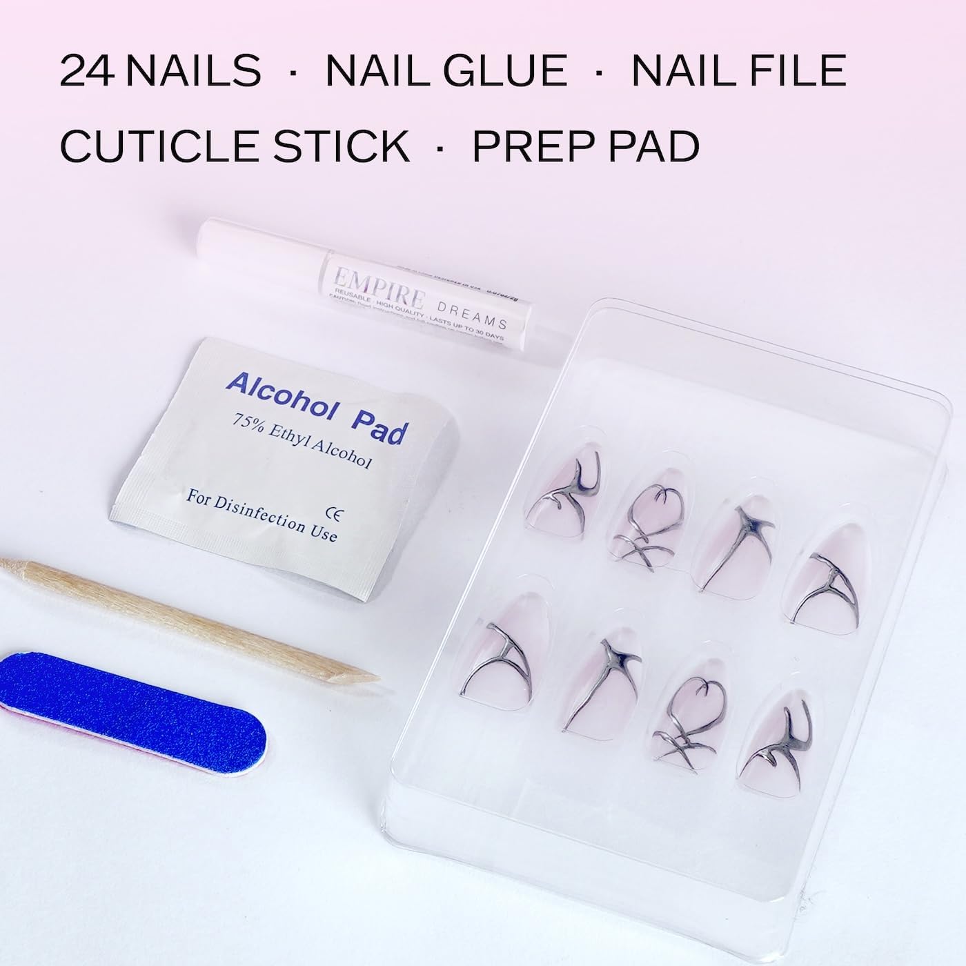 EBIN NEW YORK EMPIRE DREAMS - Rooftop Views | Press-On Nail Set in Long Coffin Style, Salon Acrylic Finish, Includes Prep Pad, Mini Nail File & Nail Beauty & Personal Care EBIN NEW YORK