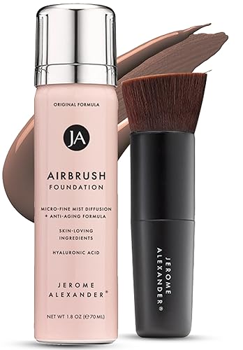 Jerome Alexander MagicMinerals AirBrush Foundation - 2 Piece Set with Airbrush Foundation and Kabuki Brush - Spray Makeup with Anti-aging Ingredients