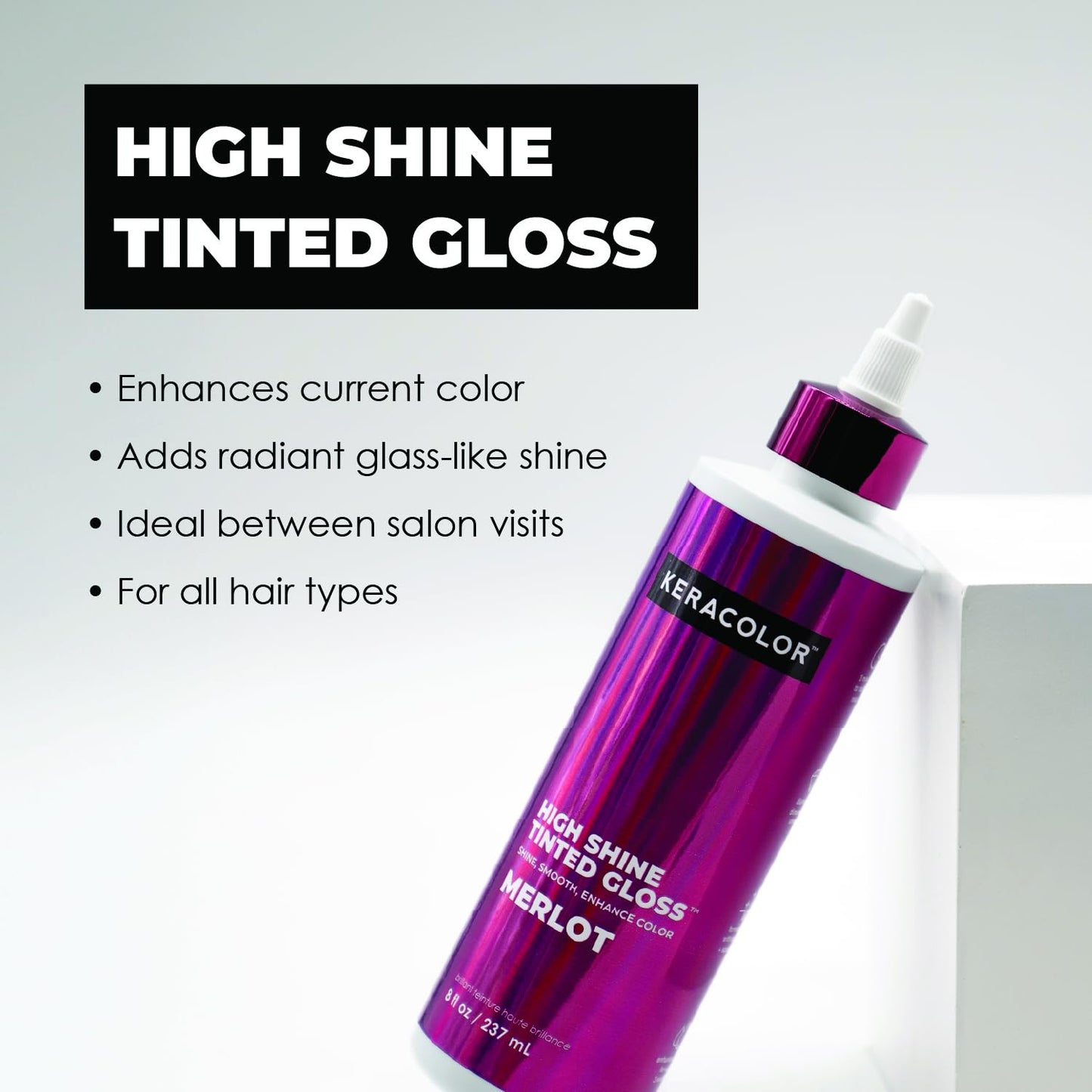 Keracolor High Shine Tinted Hair Gloss, In-Shower Hair Glaze, Sheer Color-Enhancing Glossing Treatment, Merlot, 8 Fl Oz