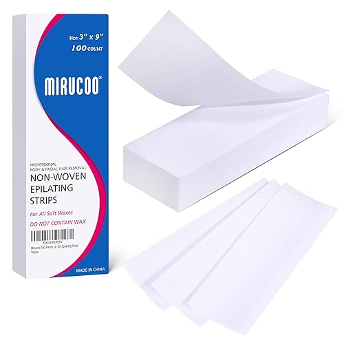 Mirucoo 100 Pieces Large Non-woven Wax Strips for Body and Facial Hair Removal, 3 Inches x 9 Inches Salon Quality Epilating Strips