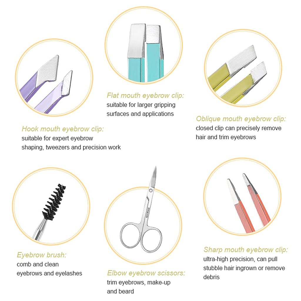 AFPSDLFJDLS 6 Pcs/set Full Size Eyebrow Tweezers Women for Eyebrow/hair Removal Professional Kit Precision Set Beauty and Personal Care AFPSDLFJDLS