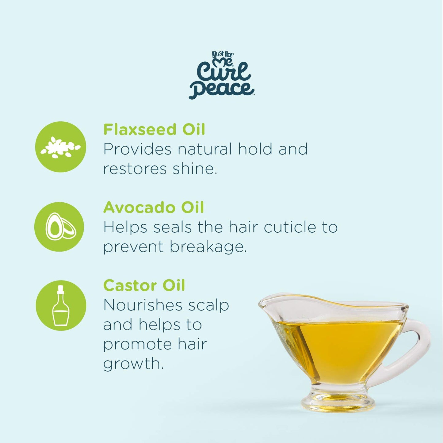 Just For Me Curl Peace Smoothing Ponytail & Edge Control - Finishes & Holds, Contains Flaxseed, Avocado Oil & Black Castor Oil, 5 oz