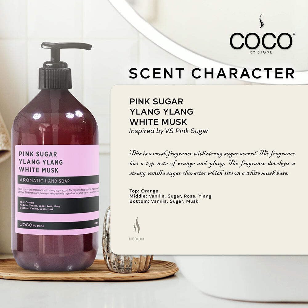 COCO by Stone 16oz Hand Soap (Pink Sugar | Ylang Ylang | White Musk Inspired by VS) - Vegan Castile Soap with Soft Lather and Lasting Sweet Floral