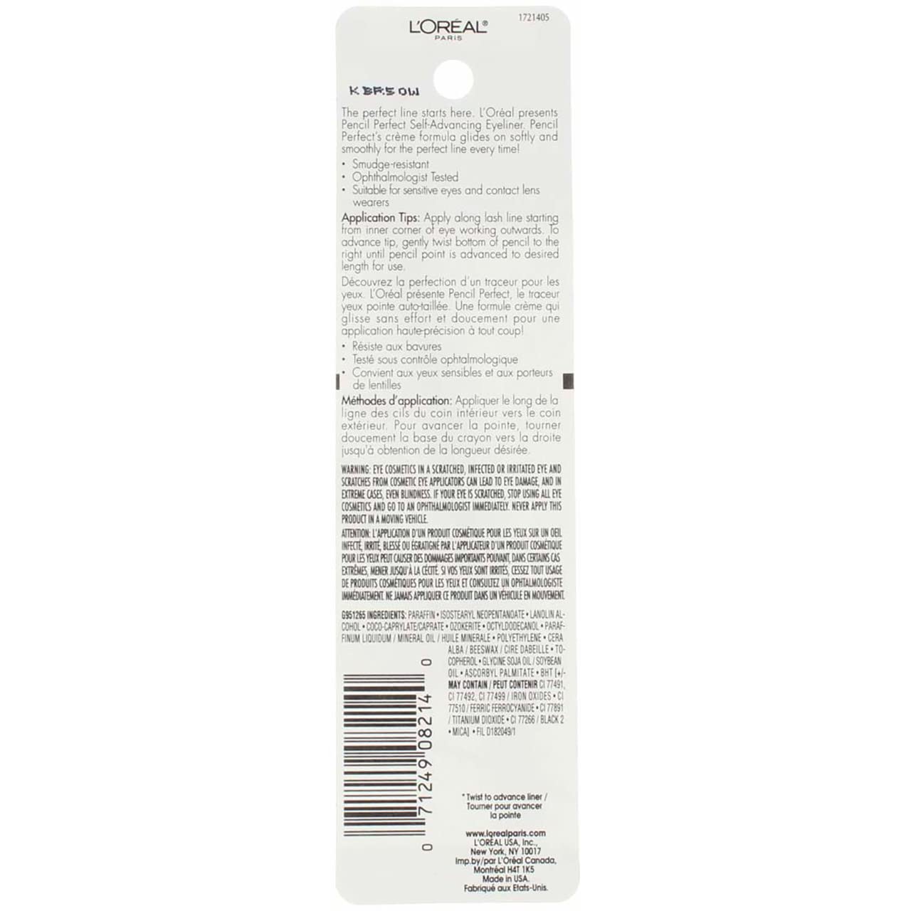 L'Oréal Paris Pencil Perfect Self-Advancing Eyeliner, 130 Espresso (Pack of 2)