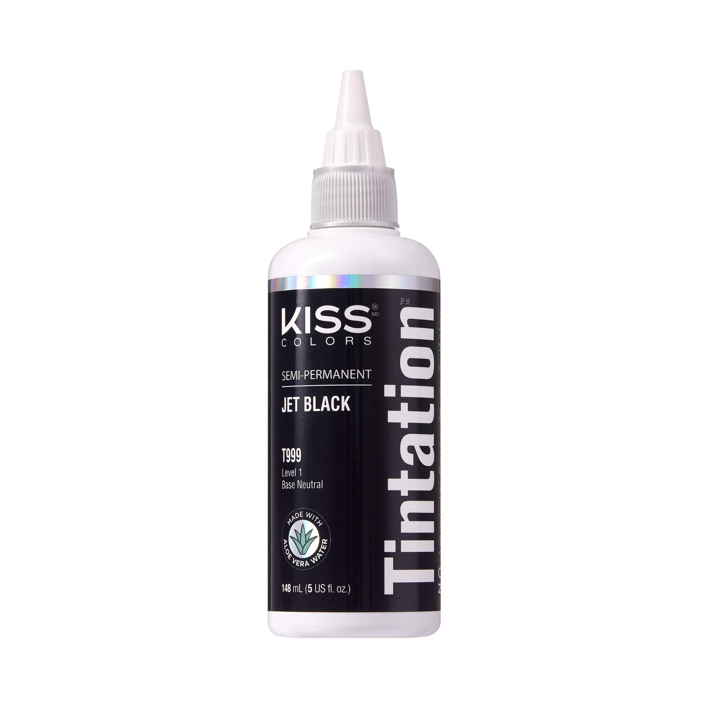 Red by Kiss Tintation Semi-Permanent Hair Color, Aloe Vera Water Based, Argan Oil, Olive Oil, Collagen & Keratin, Long-Lasting Color Dye (Jet Black, 5