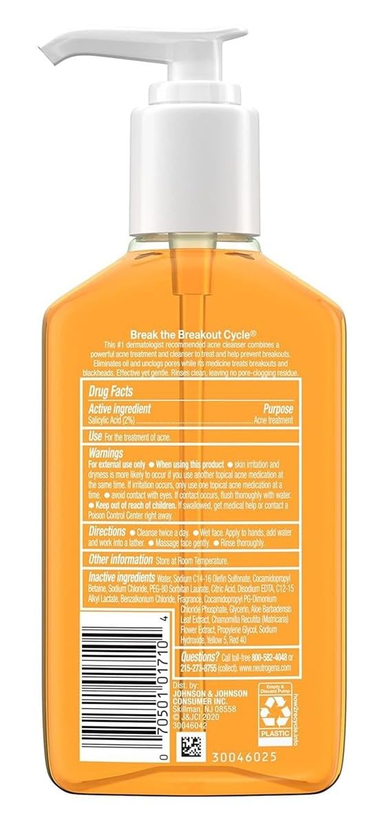 Neutrogena Acne Wash Oil-Free 6 Ounce Pump (Pack of 6)