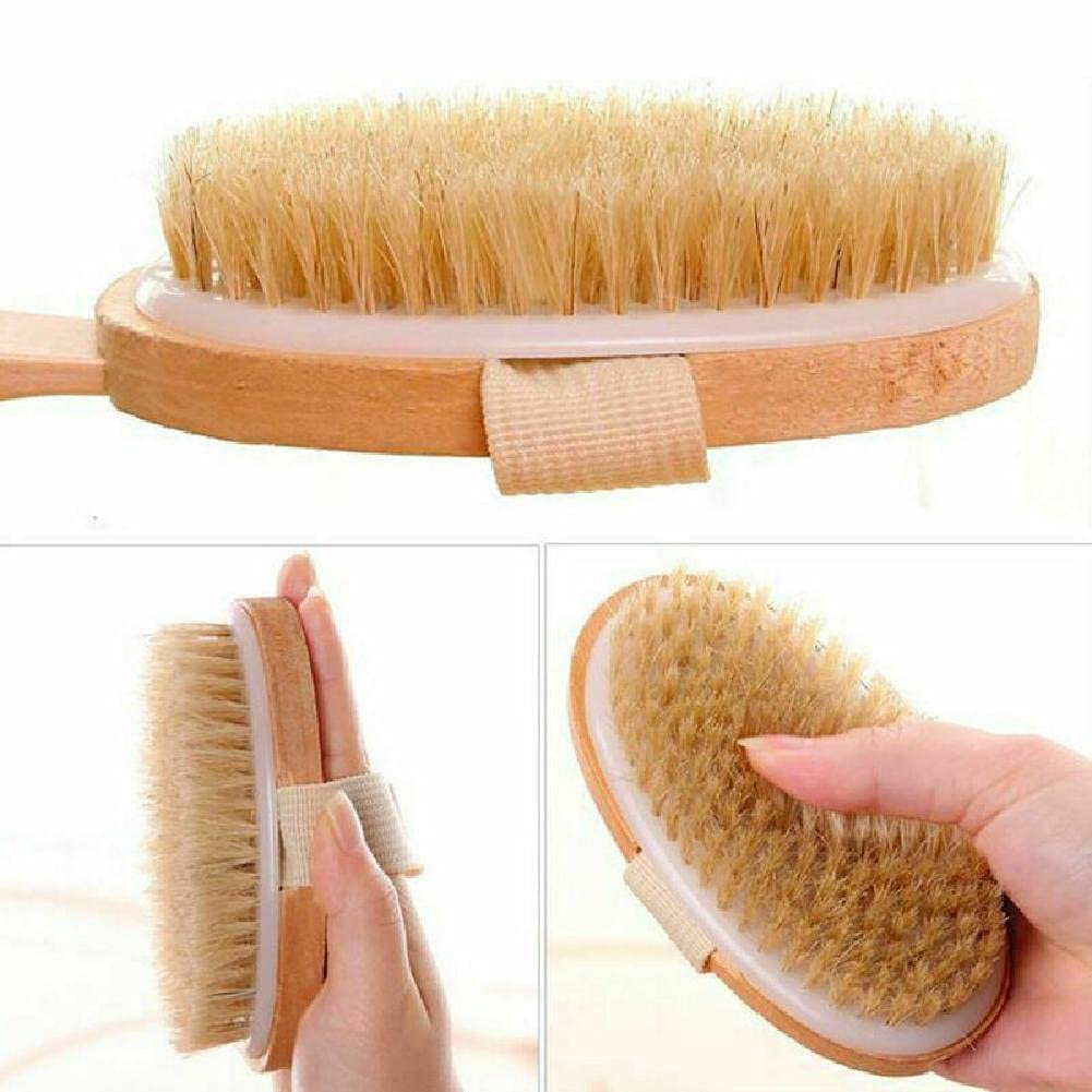 MOOKEENONE 1 Pack x Body Brush, Eco-Friendly Wooden Long-Handled Bath Shower Body Back Dry Skin Cleaning Tool Spa Scrubber Brush Beauty and Personal Care MOOKEENONE