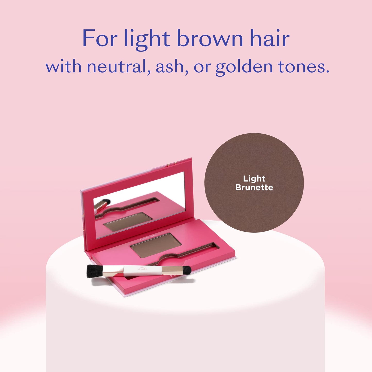 eSalon Root Touch Up + Brow Powder, Conceal & Cover (Light Brunette) - Hairline Powder for Women - Scalp Concealer & Filler for Thinning & Gray Hair