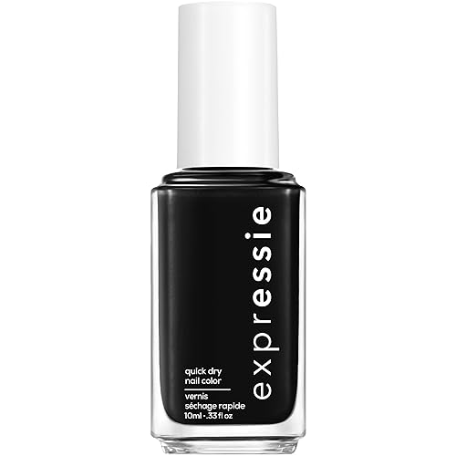 essie expressie Quick-Dry Vegan Nail Polish, Black 380 Now Or Never, 0.33 fl oz