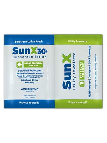 CoreTeX 71443 SunX Towelette and Sunscreen Lotion Dual Pack, Standard, Green/Blue/White (Pack of 300)