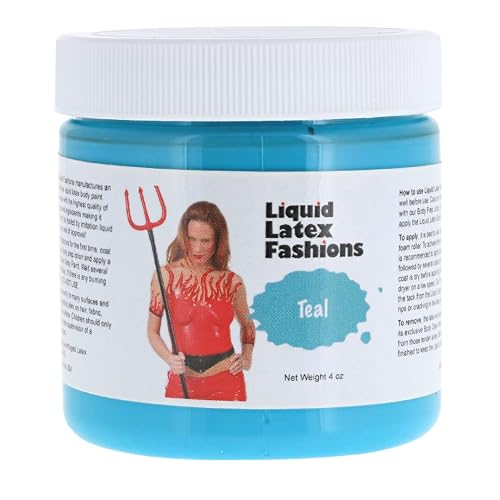 Teal 4 Oz - Liquid Latex Body Paint, Ammonia Free No Odor, Easy On and Off, Cosplay Makeup, Creates Professional Monster, Zombie Arts