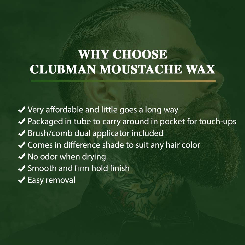 Pinaud Moustache Wax with Brush/Comb, Neutral, .5 oz - 2pc Beauty and Personal Care Clubman